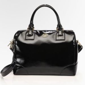 Tory Burch Robinson Satchel Black Patent